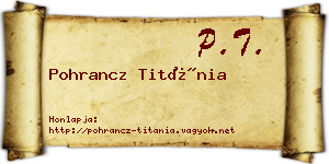 Pohrancz Titánia névjegykártya